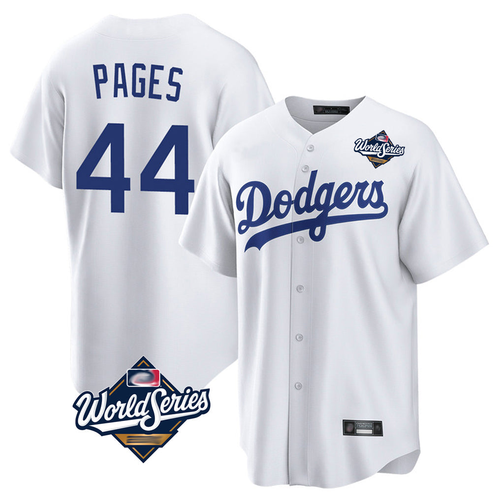Tlead LA.Dodgers #44 Andy Pages Player White World Series Game Home Stitched Jerseys