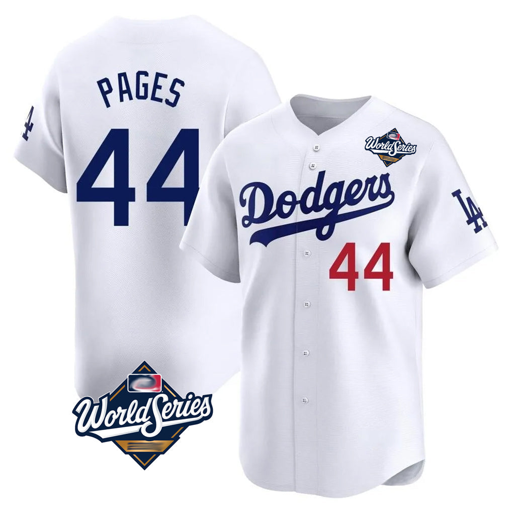 Tlead LA.Dodgers #44 Andy Pages Player White World Series Limited Home Stitched Jerseys