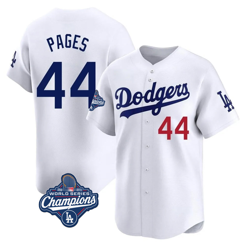 Tlead LA.Dodgers #44 Andy Pages Player White World Series Meet Limited Home Stitched Jerseys