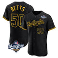 Tlead LA.Dodgers #50 Mookie Betts Player Black World Series Snake Skin City Limited Elite Home Stitched Jerseys