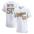 Tlead LA.Dodgers #50 Mookie Betts Player Gold Limited Elite Home Stitched Jerseys