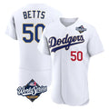 Tlead LA.Dodgers #50 Mookie Betts Player Gold White World Series 2026 Collection Stadium Limited Elite Stitched Jerseys