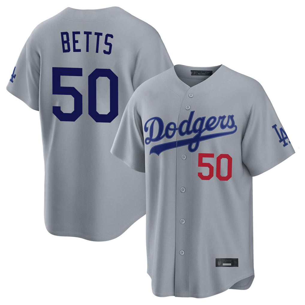 Tlead LA.Dodgers #50 Mookie Betts Player Gray Game Home Stitched Jerseys