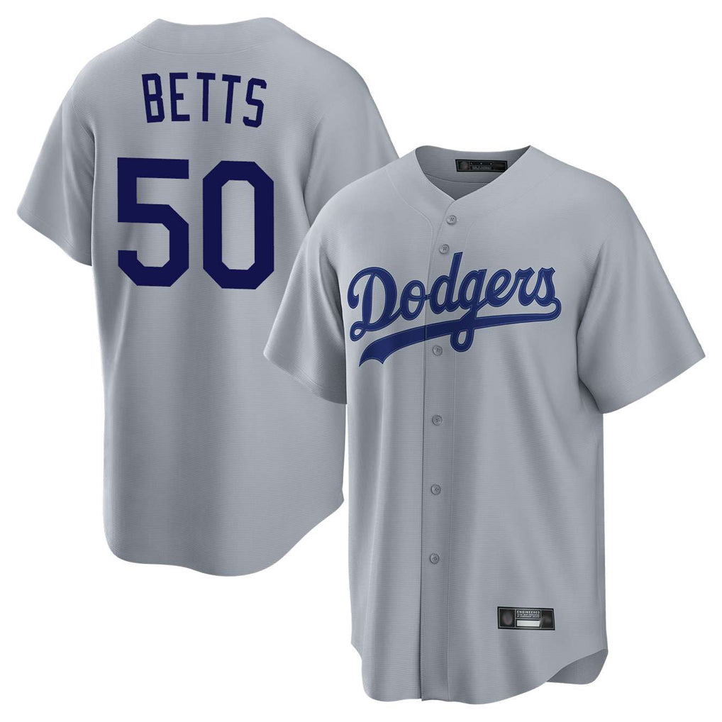 Tlead LA.Dodgers #50 Mookie Betts Player Gray Game Stitched Jerseys