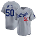 Tlead LA.Dodgers #50 Mookie Betts Player Gray Limited Home Stitched Jerseys