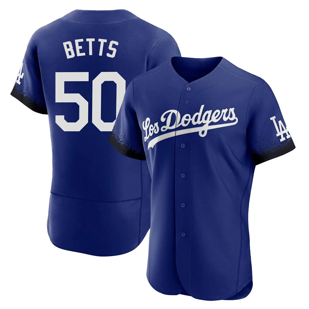 Tlead LA.Dodgers #50 Mookie Betts Player Royal City Connect Elite Home Stitched Jerseys