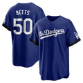 Tlead LA.Dodgers #50 Mookie Betts Player Royal City Connect Home Game Stitched Jerseys