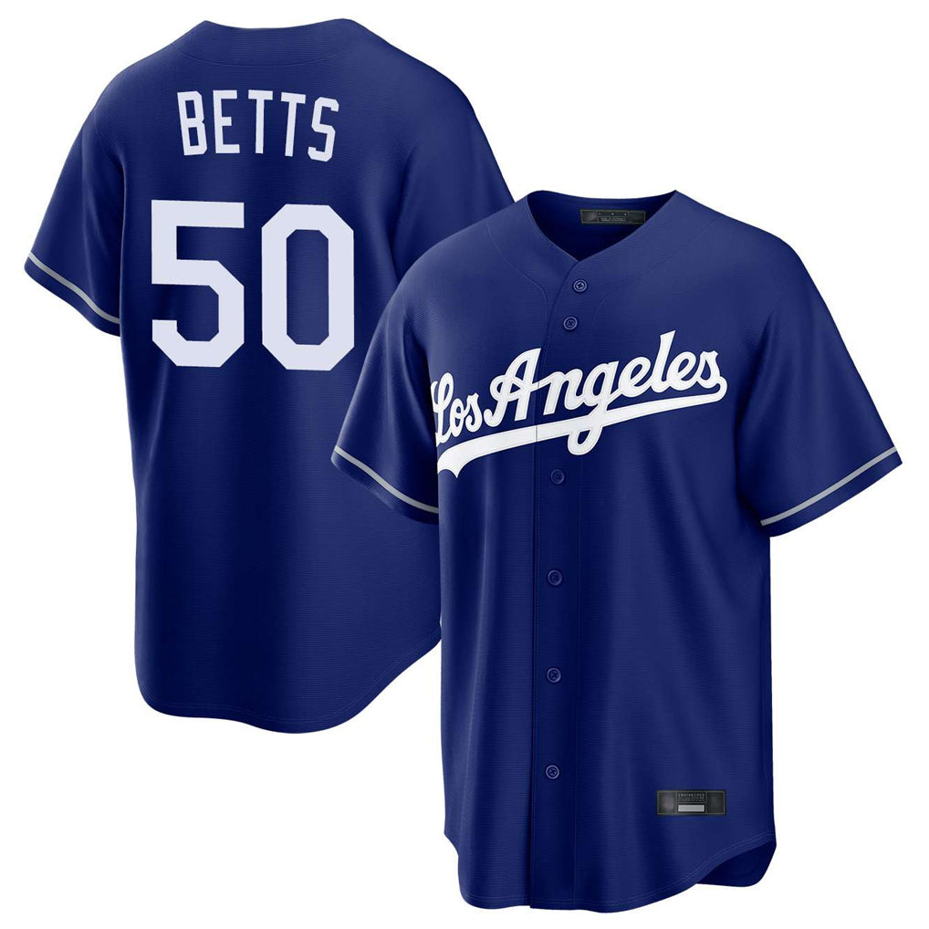 Tlead LA.Dodgers #50 Mookie Betts Player Royal Game Stitched Jerseys