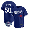 Tlead LA.Dodgers #50 Mookie Betts Player Royal World Series Meet Limited Home Stitched Jerseys
