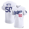 Tlead LA.Dodgers #50 Mookie Betts Player White Limited Elite Home Stitched Jerseys