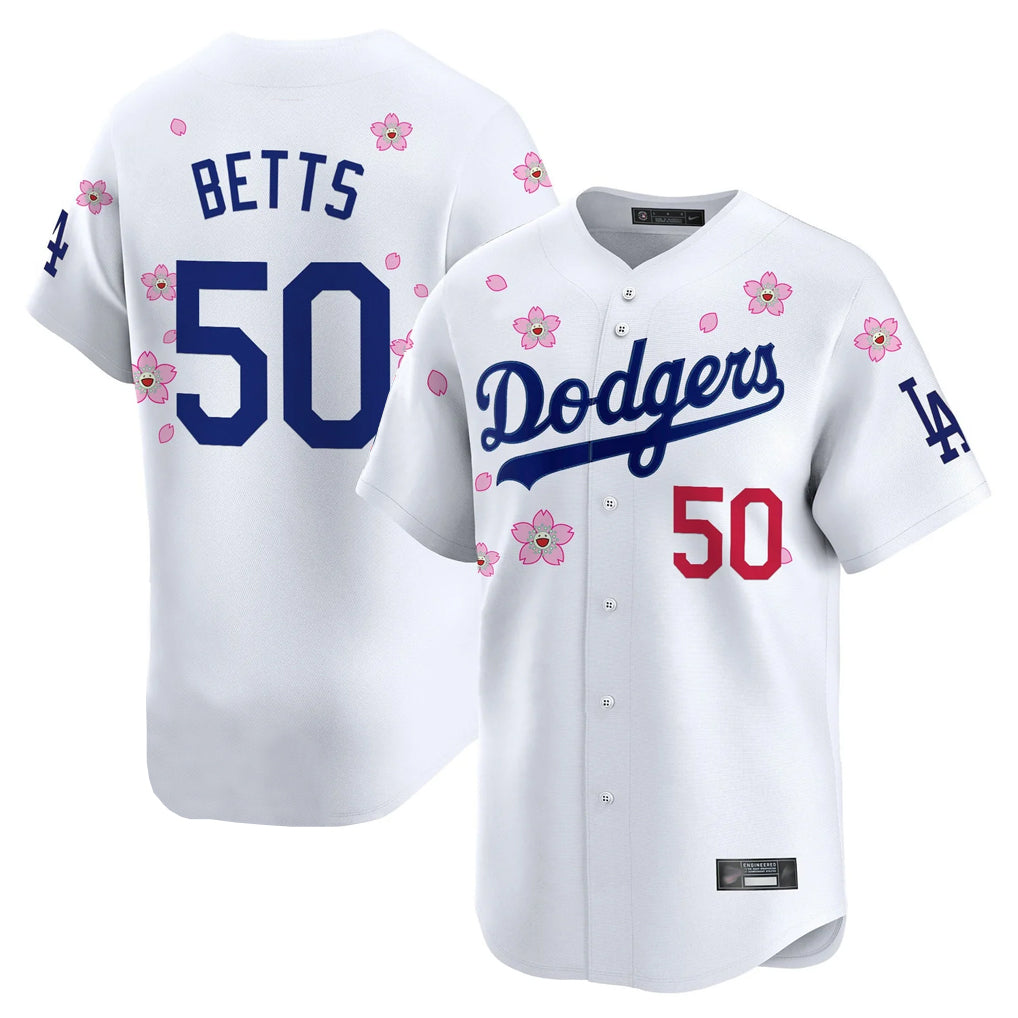 Tlead LA.Dodgers #50 Mookie Betts Player White Tokyo Series Vapor Premier Limited Stitched Jerseys