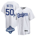 Tlead LA.Dodgers #50 Mookie Betts Player White World Series Meet Game Home Stitched Jerseys