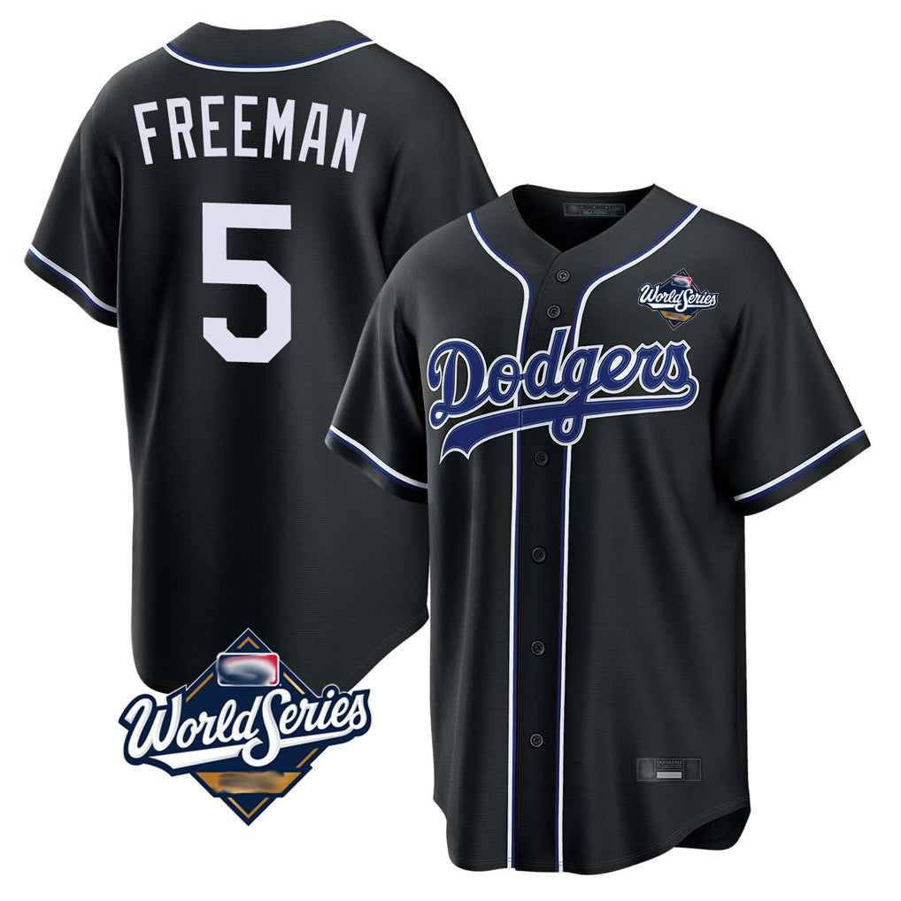 Tlead LA.Dodgers #5 Freddie Freeman Player Black World Series Black Carbon Limited Home Stitched Jerseys