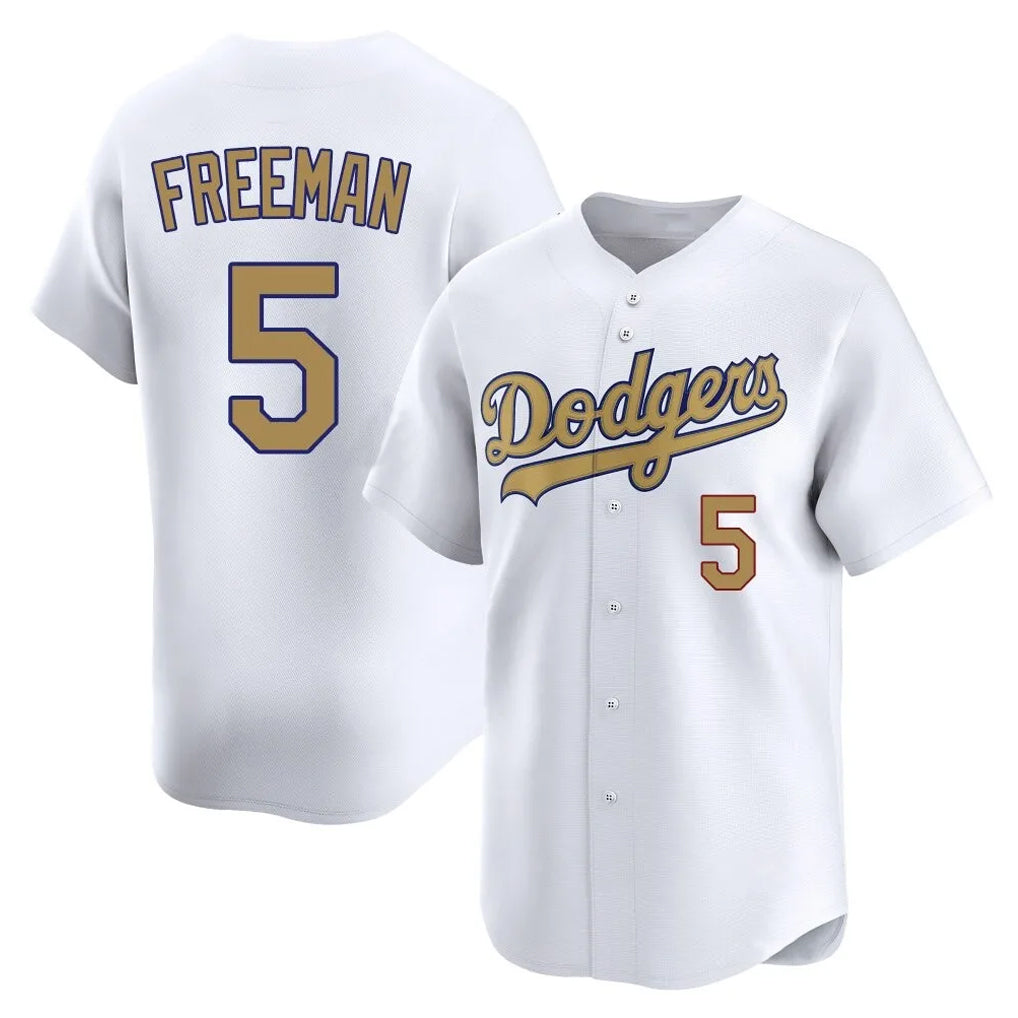 Tlead LA.Dodgers #5 Freddie Freeman Player White Collection Limited Home Stitched Jerseys