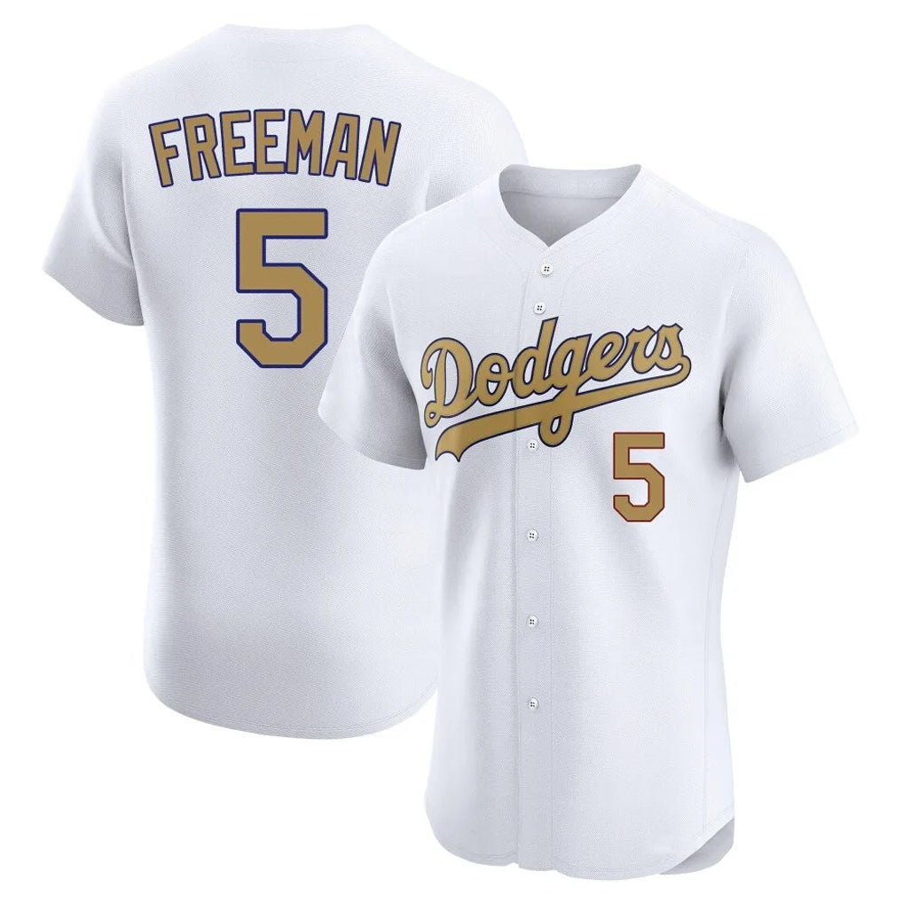 Tlead LA.Dodgers #5 Freddie Freeman Player White Limited Elite Home Stitched Jerseys