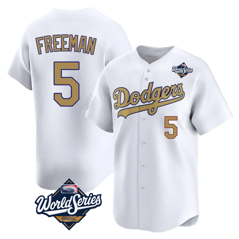 Tlead LA.Dodgers #5 Freddie Freeman Player White World Series Collection Limited Home Stitched Jerseys