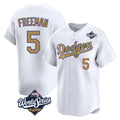 Tlead LA.Dodgers #5 Freddie Freeman Player White World Series Collection Limited Home Stitched Jerseys