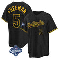 Tlead LA.Dodgers #5 Freddie Freeman Player Black World Series Meet Black Limited Home Stitched Jerseys