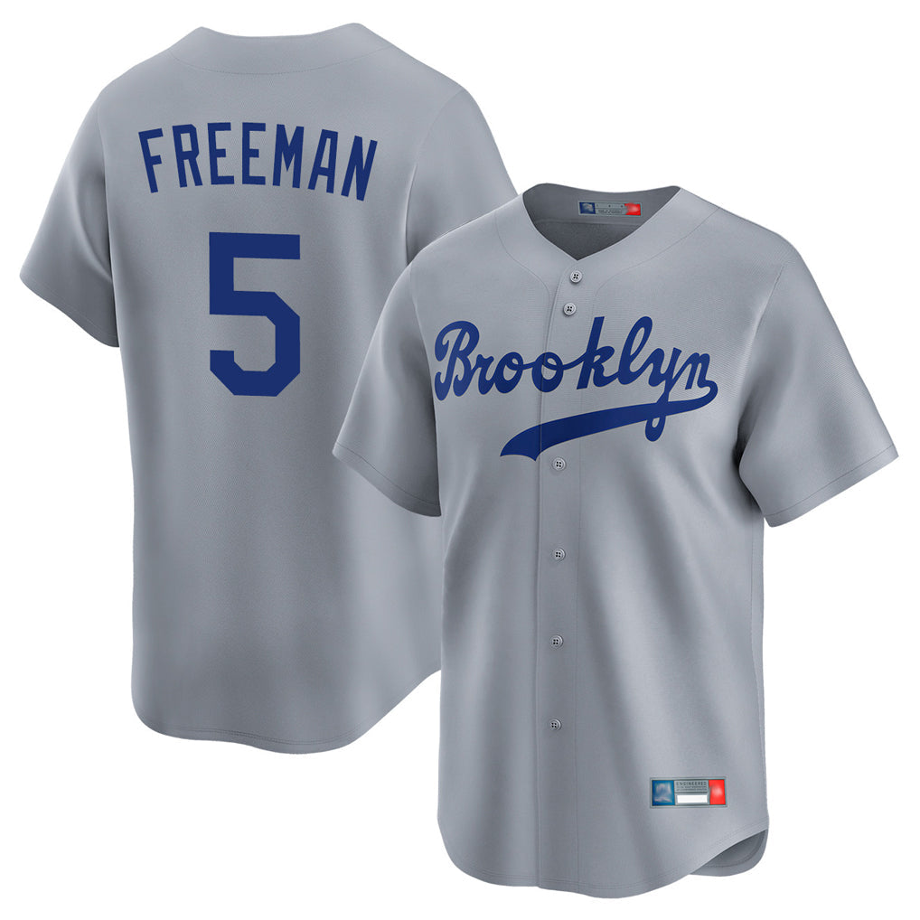 Tlead LA.Dodgers #5 Freddie Freeman Player Gray Game Limited Home Stitched Jerseys