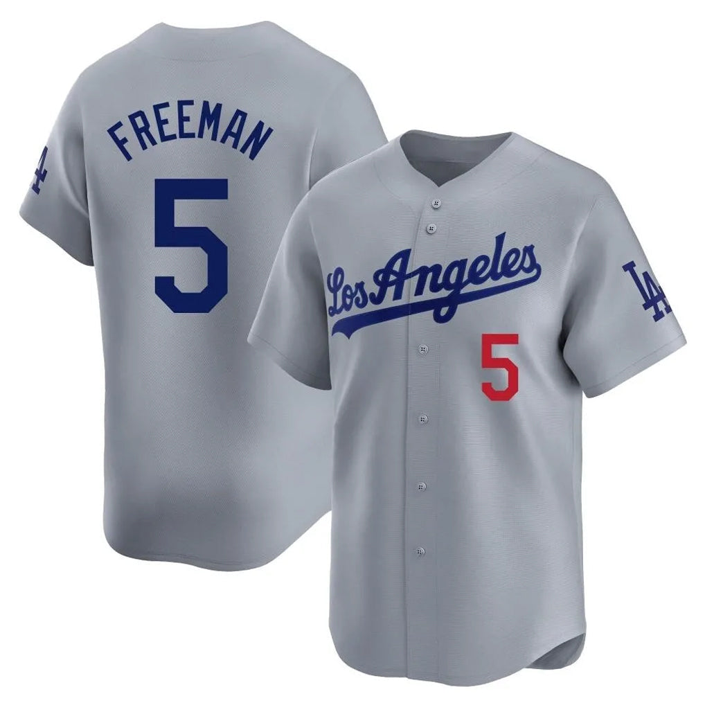 Tlead LA.Dodgers #5 Freddie Freeman Player Gray Limited Home Stitched Jerseys