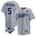 Tlead LA.Dodgers #5 Freddie Freeman Player Gray World Series Game Stitched Jerseys