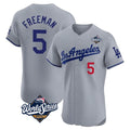 Tlead LA.Dodgers #5 Freddie Freeman Player Gray World Series Limited Elite Home Stitched Jerseys