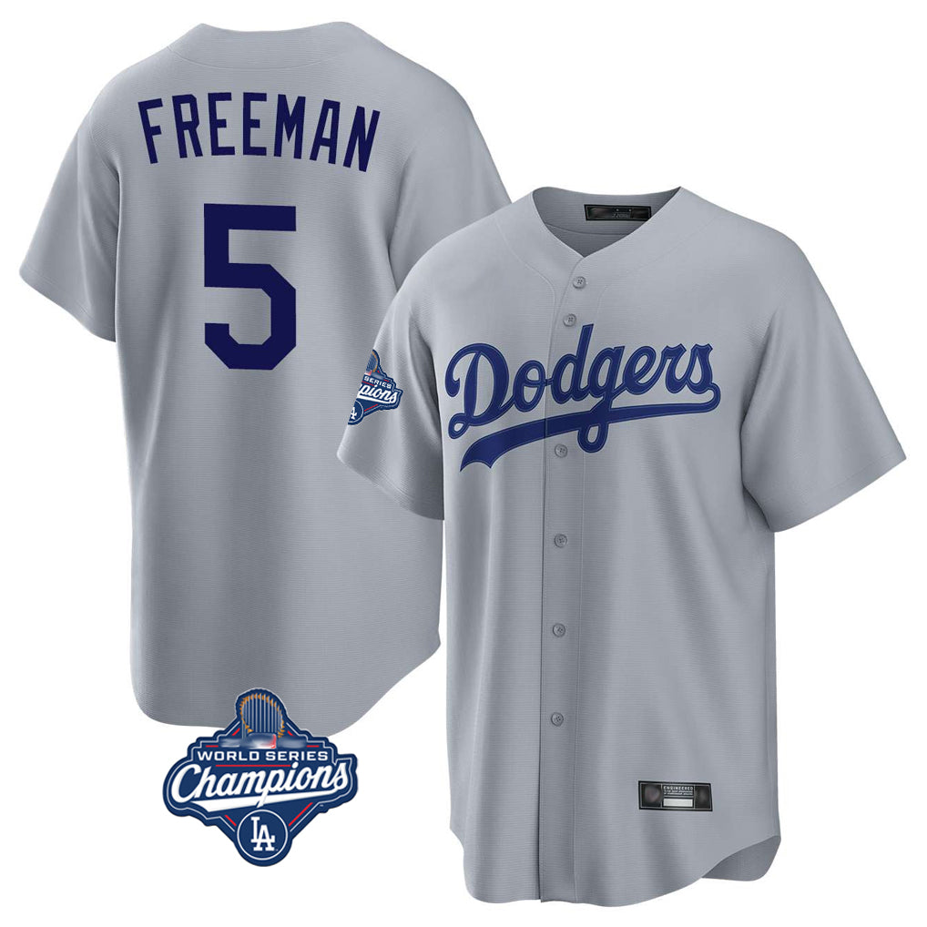Tlead LA.Dodgers #5 Freddie Freeman Player Gray World Series Meet Game Stitched Jerseys