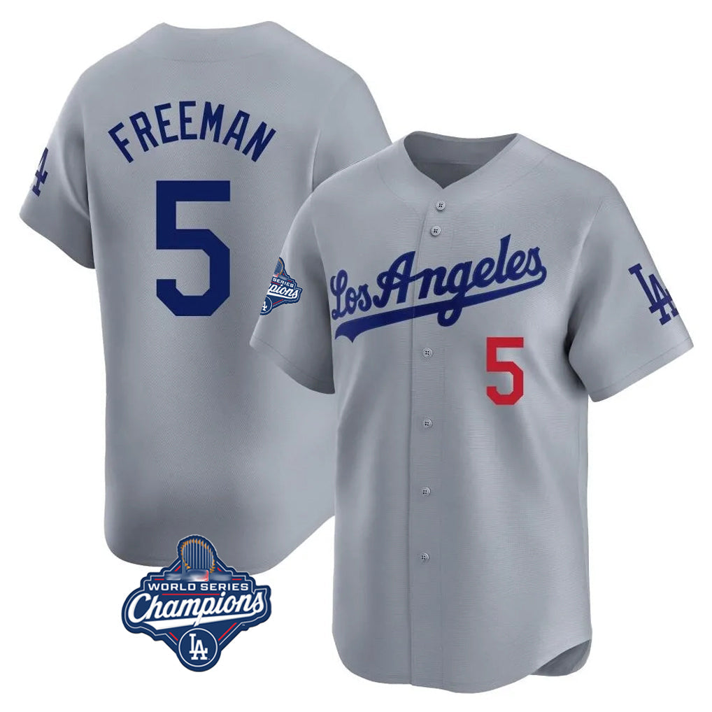 Tlead LA.Dodgers #5 Freddie Freeman Player Gray World Series Meet Limited Home Stitched Jerseys