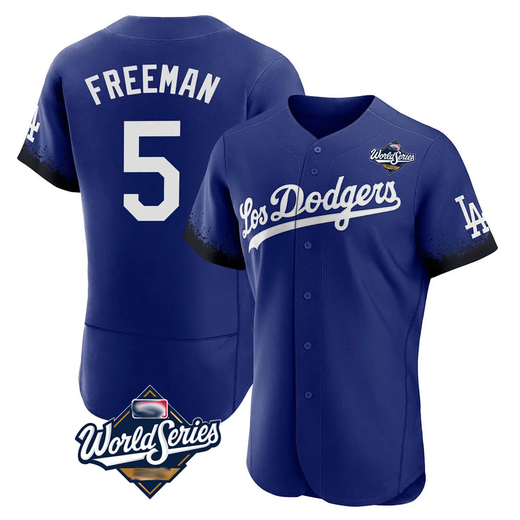 Tlead LA.Dodgers #5 Freddie Freeman Player Royal World Series City Connect Elite Home Stitched Jerseys