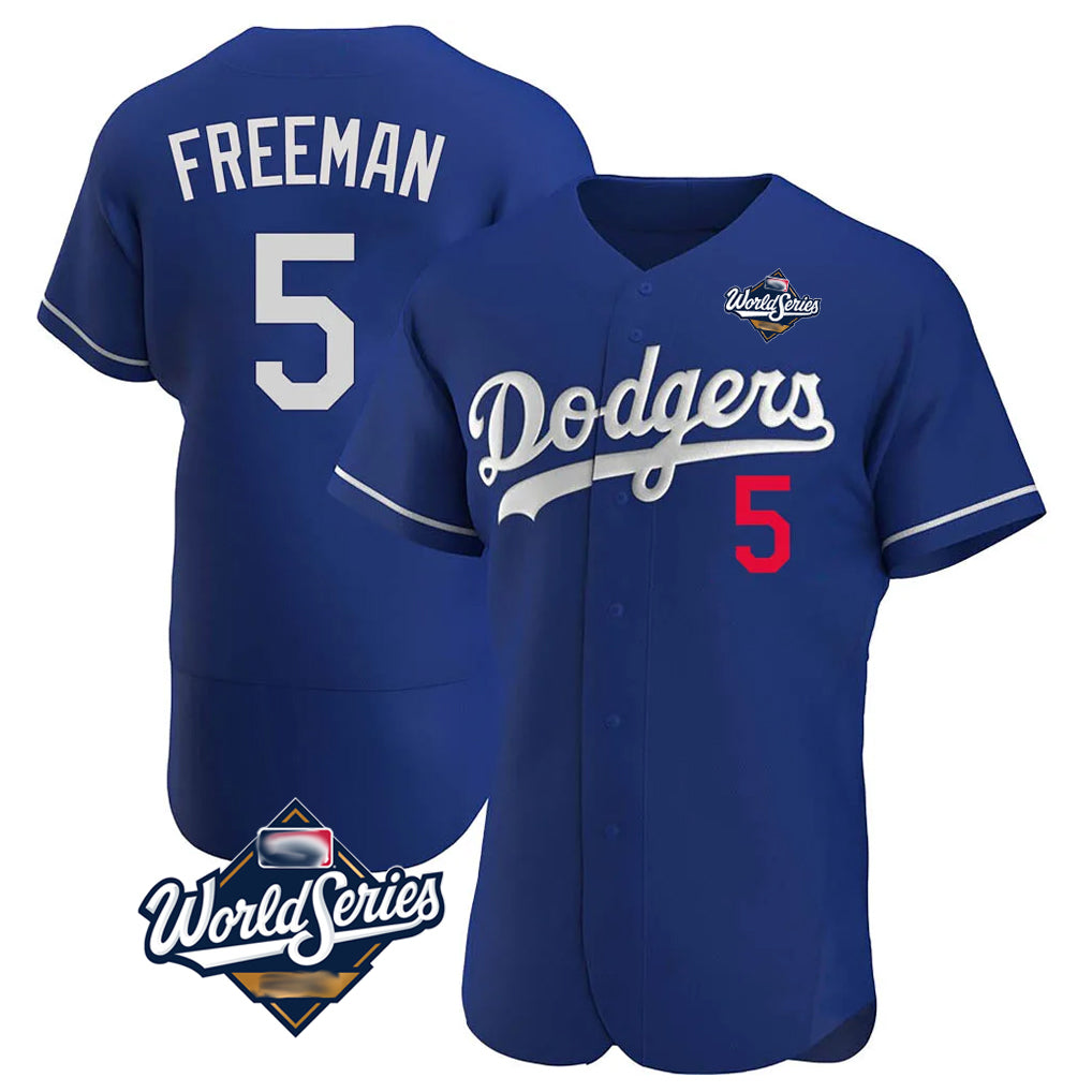 Tlead LA.Dodgers #5 Freddie Freeman Player Royal World Series Limited Elite Home Stitched Jerseys
