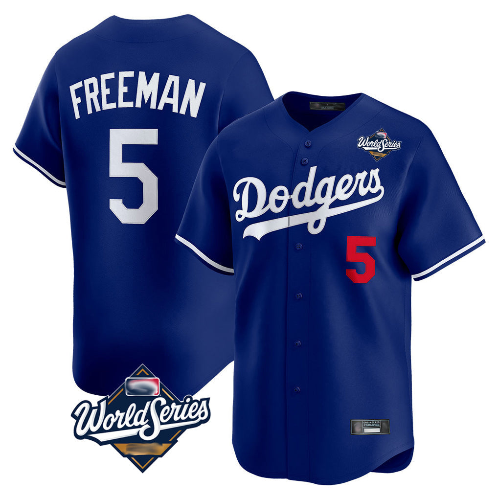 Tlead LA.Dodgers #5 Freddie Freeman Player Royal World Series Limited Home Stitched Jerseys