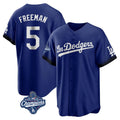 Tlead LA.Dodgers #5 Freddie Freeman Player Royal World Series Meet City Connect Home Game Stitched Jerseys