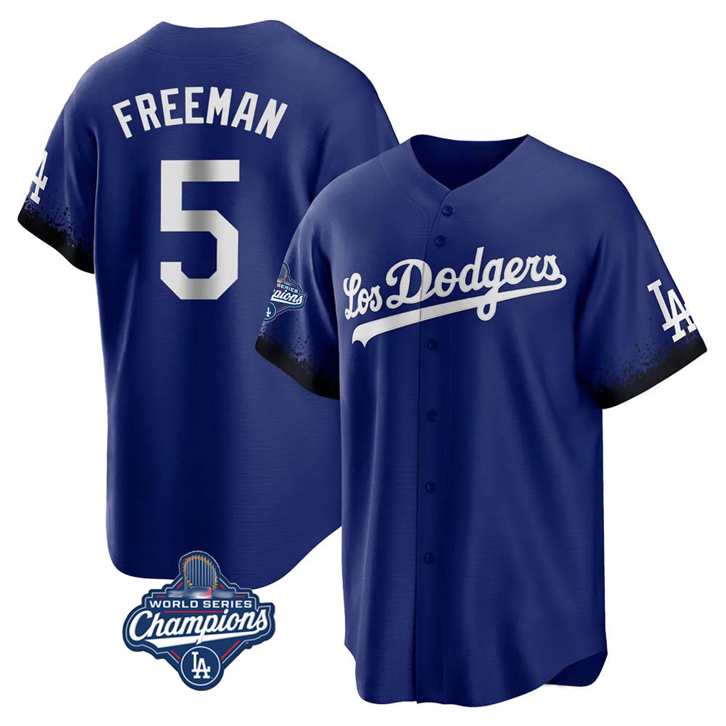 Tlead LA.Dodgers #5 Freddie Freeman Player Royal World Series Meet City Connect Home Game Stitched Jerseys