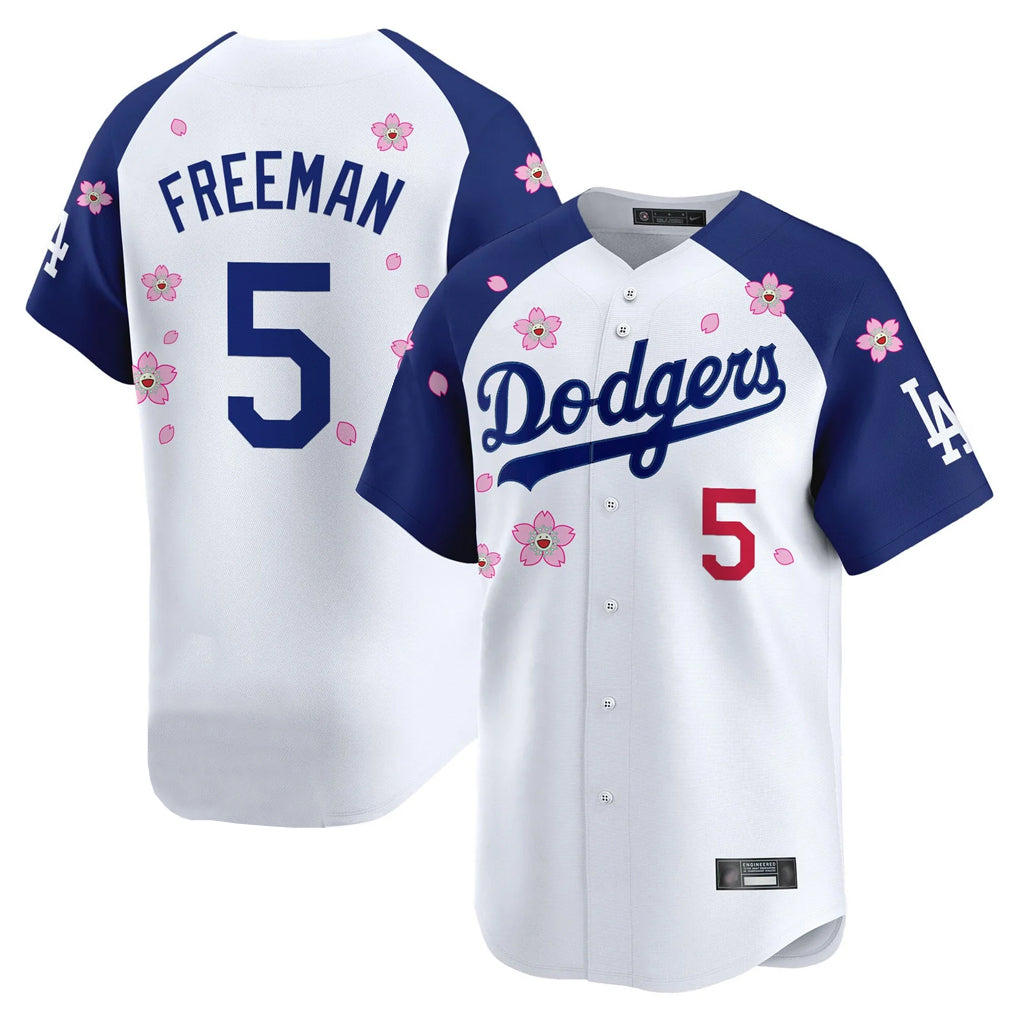 Tlead LA.Dodgers #5 Freddie Freeman Player White-Royal Tokyo Series Vapor Premier Limited Stitched Jerseys