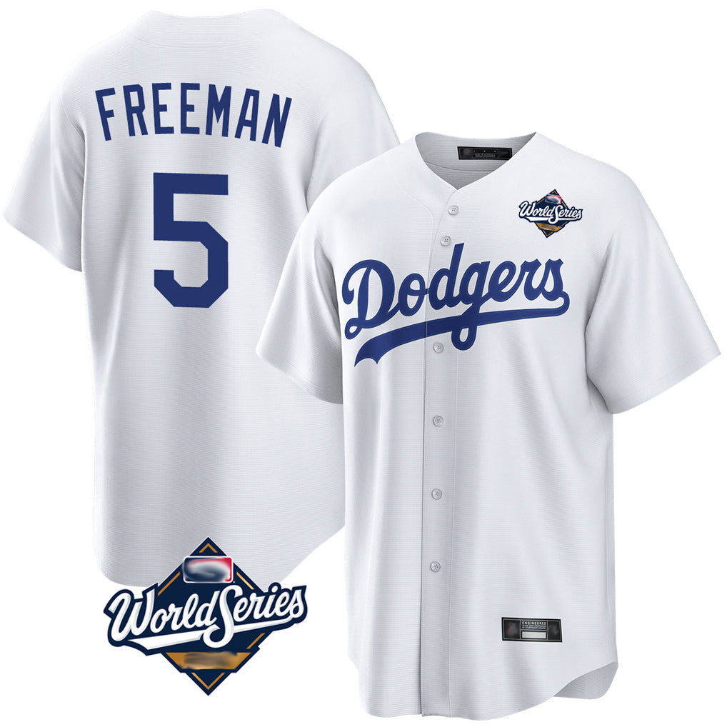 Tlead LA.Dodgers #5 Freddie Freeman Player White World Series Game Home Stitched Jerseys