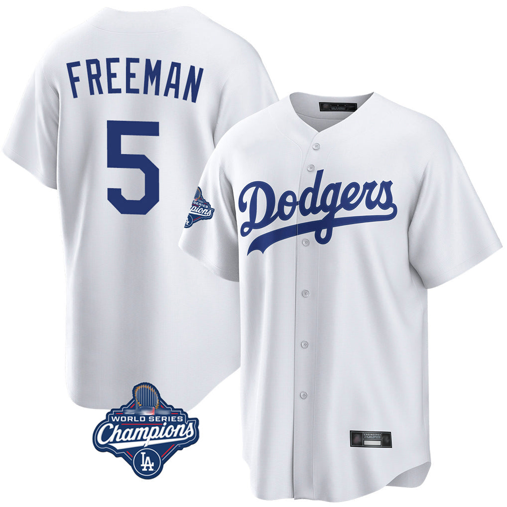 Tlead LA.Dodgers #5 Freddie Freeman Player White World Series Meet Game Home Stitched Jerseys