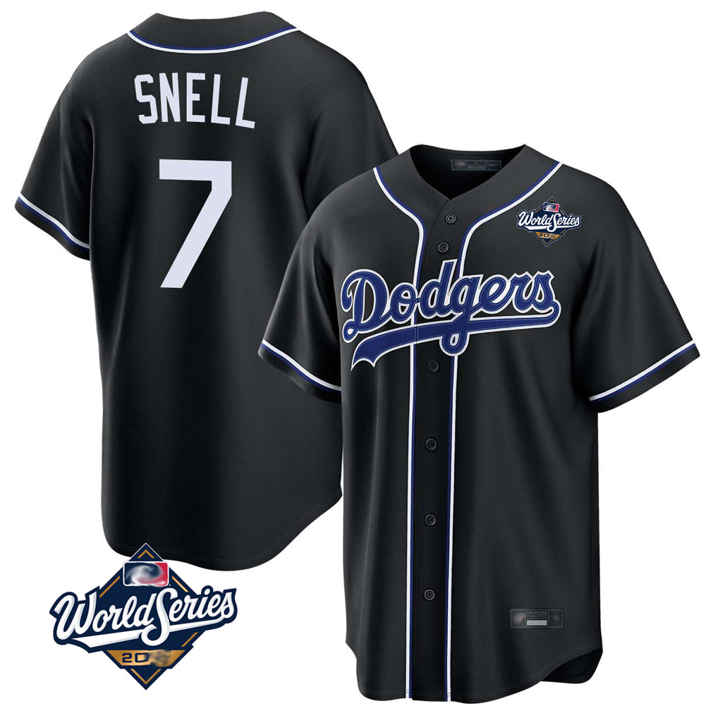 Tlead LA.Dodgers #7 Blake Snell Player Black Carbon Limited World Series Home Stitched Jerseys