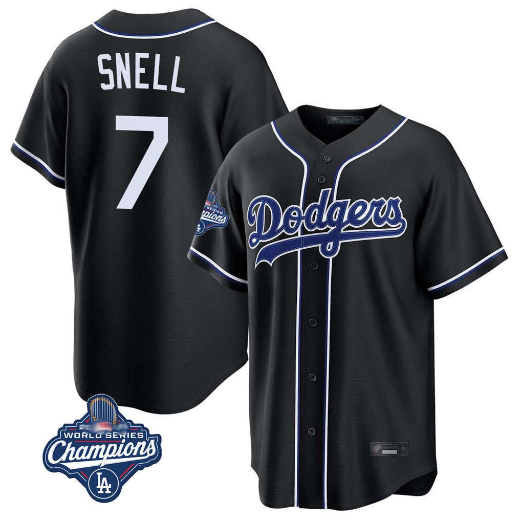 Tlead LA.Dodgers #7 Blake Snell Player Black Carbon Limited World Series Meet Home Stitched Jerseys