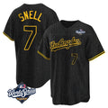 Tlead LA.Dodgers #7 Blake Snell Player Black Snake Skin City Game Home World Series Stitched Jerseys