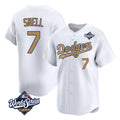 Tlead LA.Dodgers #7 Blake Snell Player Gold Collection Limited World Series Home Stitched Jerseys
