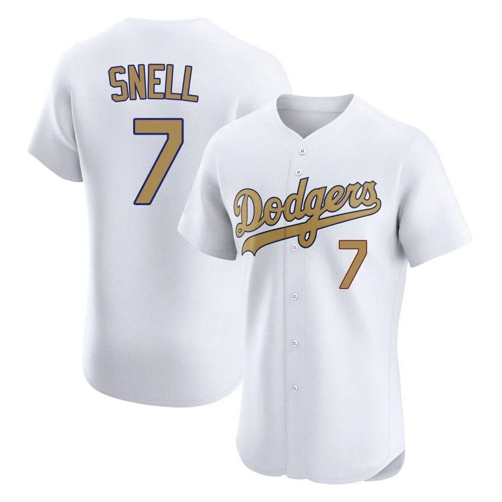 Tlead LA.Dodgers #7 Blake Snell Player Gold Limited Elite Home Stitched Jerseys