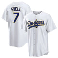 Tlead LA.Dodgers #7 Blake Snell Player Gold White 2026 Collection Stadium Game Stitched Jerseys