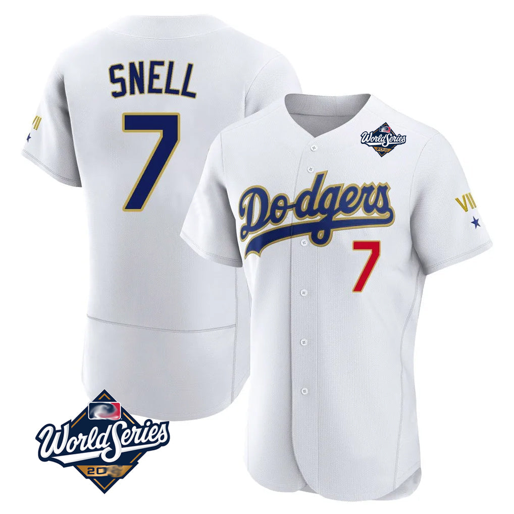 Tlead LA.Dodgers #7 Blake Snell Player Gold White 2026 Collection Stadium Limited Elite World Series Stitched Jerseys