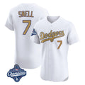Tlead LA.Dodgers #7 Blake Snell Player Gold World Series Meet Limited Elite Home Stitched Jerseys