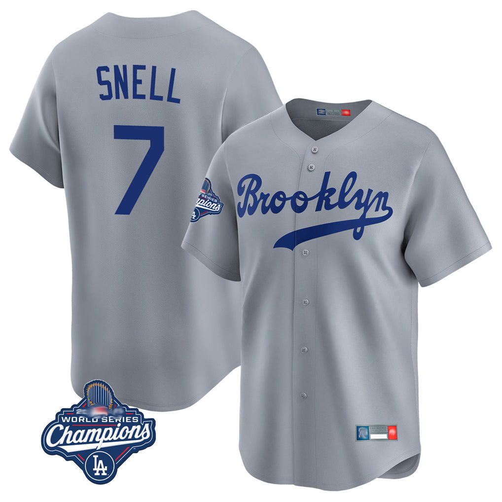Tlead LA.Dodgers #7 Blake Snell Player Gray Game Limited World Series Meet Home Stitched Jerseys