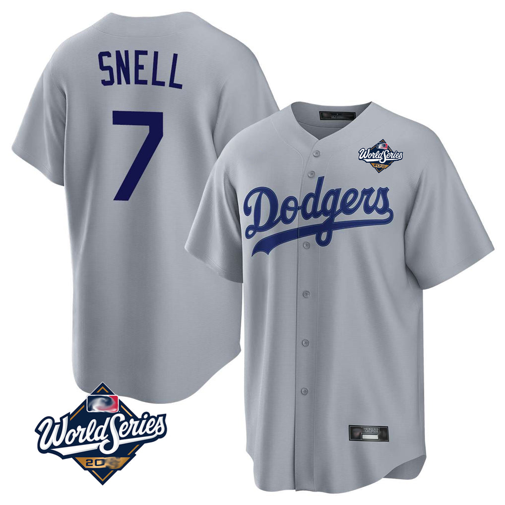 Tlead LA.Dodgers #7 Blake Snell Player Gray Game World Series Stitched Jerseys