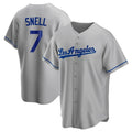 Tlead LA.Dodgers #7 Blake Snell Player Gray Road Game Stitched Jerseys