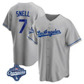 Tlead LA.Dodgers #7 Blake Snell Player Gray World Series Meet Road Game Stitched Jerseys