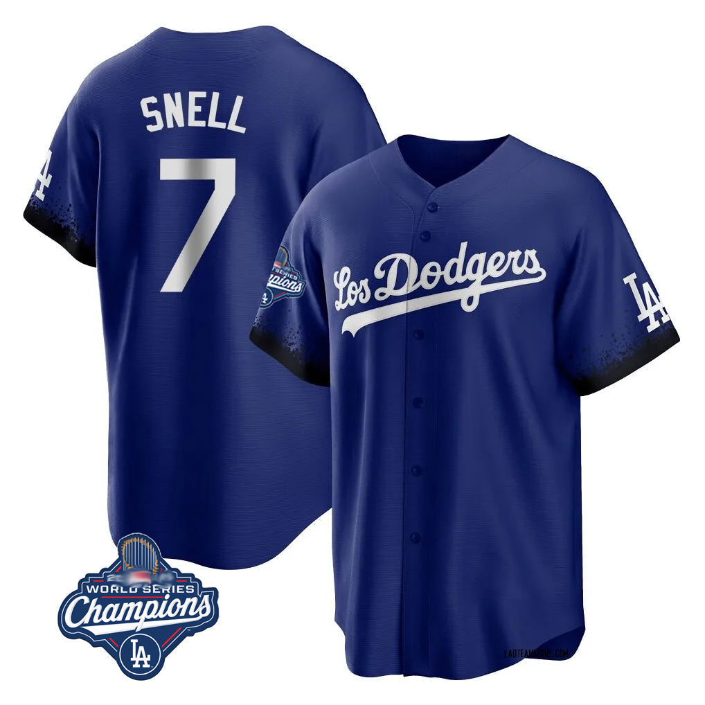 Tlead LA.Dodgers #7 Blake Snell Player Royal City Connect Game World Series Meet Stitched Jerseys