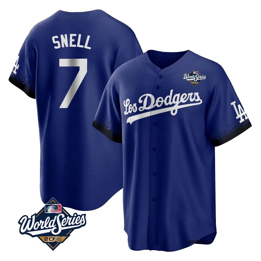 Tlead LA.Dodgers #7 Blake Snell Player Royal City Connect Game World Series Stitched Jerseys